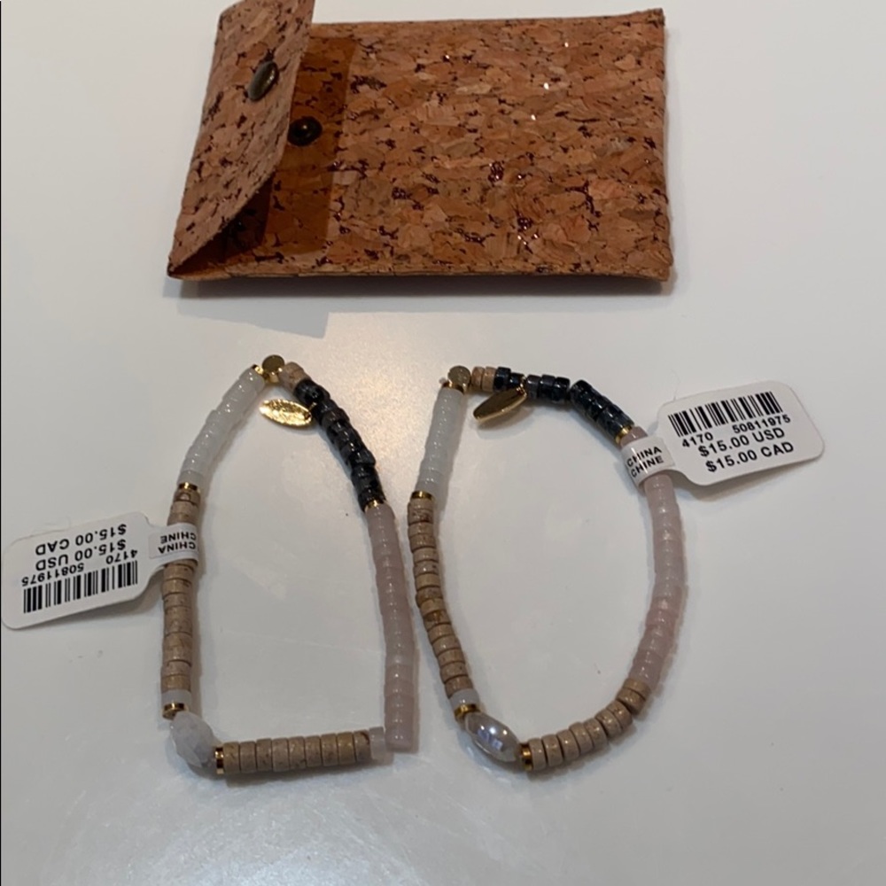 Two Anthropologie elastic stretch bead bracelets